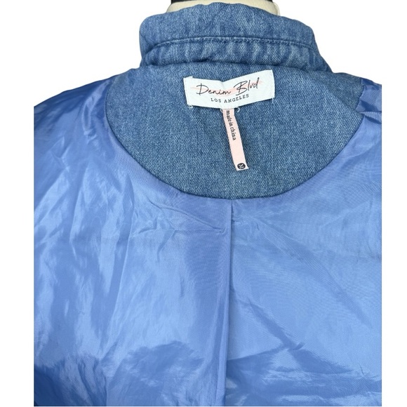 Denim blvd los angeles REGULAR WASH QUILTED DENIM SHACKET sz medium - Picture 10 of 10